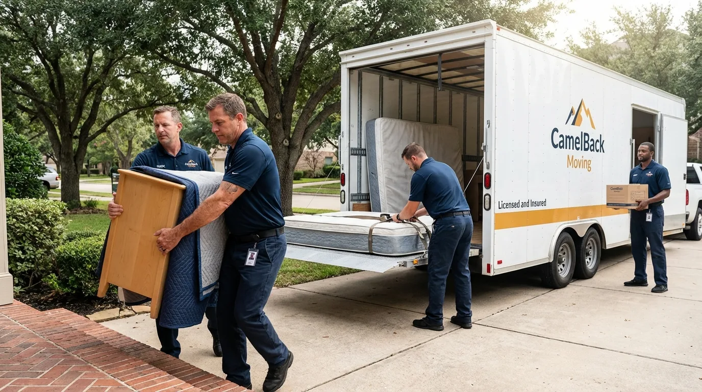 Crew loading residential truck for cross-state move from Kingston, MO