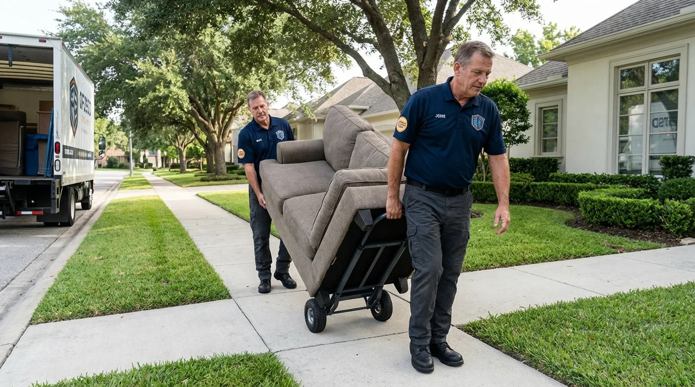 Local residential moving crew loading furniture in Kingston, MO